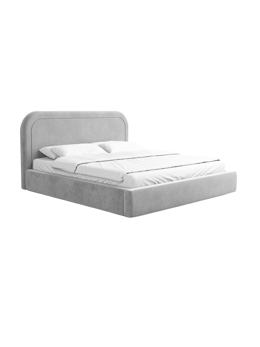 
Design Polsterbett „Masal“ mit Ablagefach, Samt Hellgrau - 140 x 200 cm