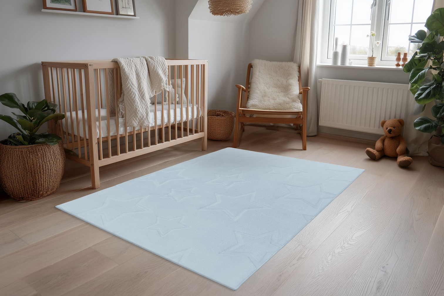 
Tapis enfant lavable « Bambi 304 » 120x170 cm - Bleu - 120 x 170 cm