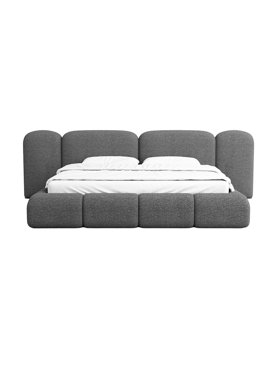 
Design Polsterbett „Salina“ mit Ablagefach, Bouclé Graphit - 140 x 200 cm