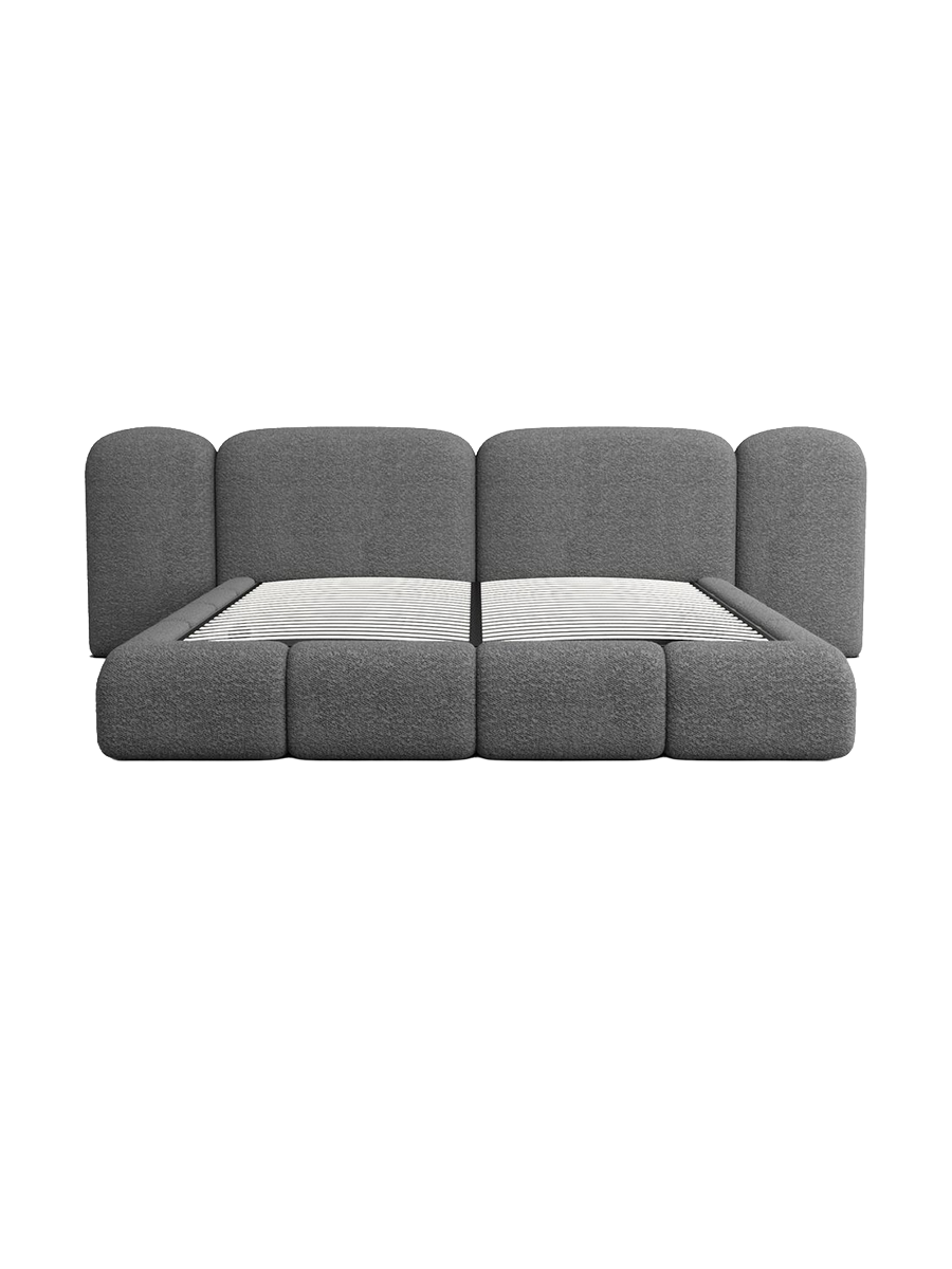 
Design Polsterbett „Salina“ mit Ablagefach, Bouclé Graphit - 140 x 200 cm