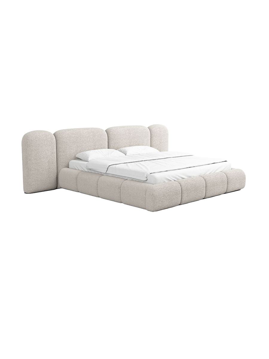 
Design Polsterbett „Salina“ mit Ablagefach, Bouclé Toffee - 140 x 200 cm