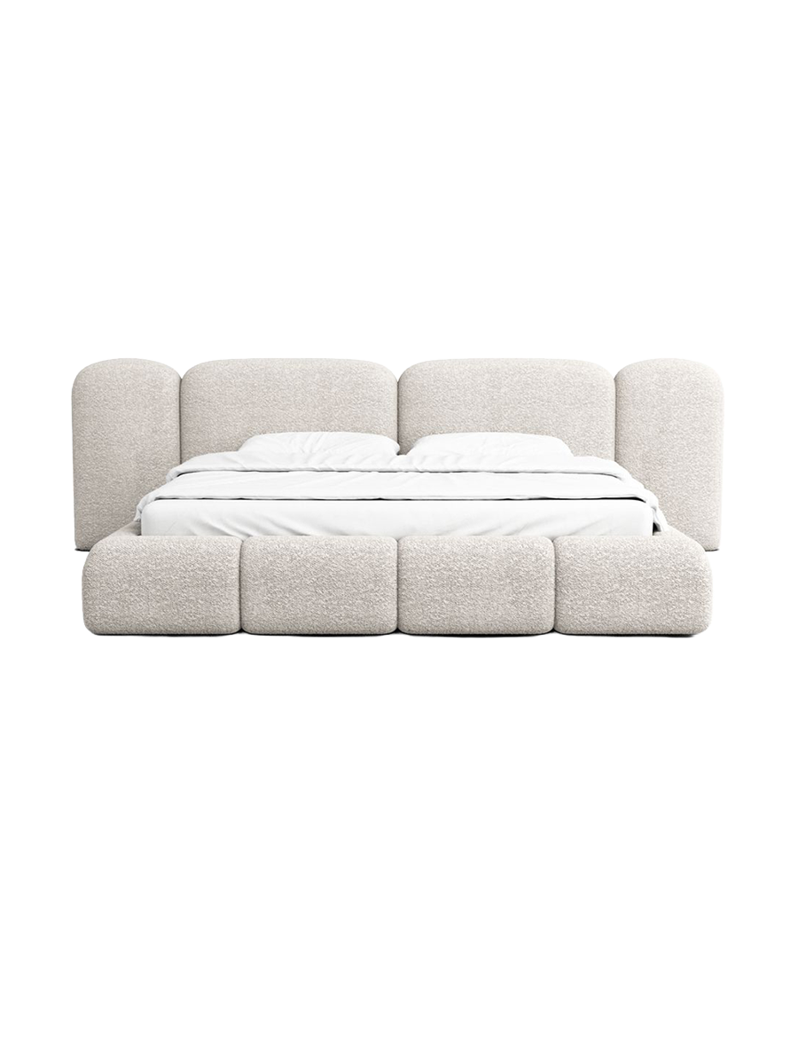 
Design Polsterbett „Salina“ mit Ablagefach, Bouclé Toffee - 140 x 200 cm