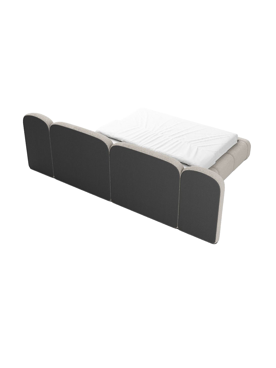 
Design Polsterbett „Salina“ mit Ablagefach, Bouclé Toffee - 140 x 200 cm