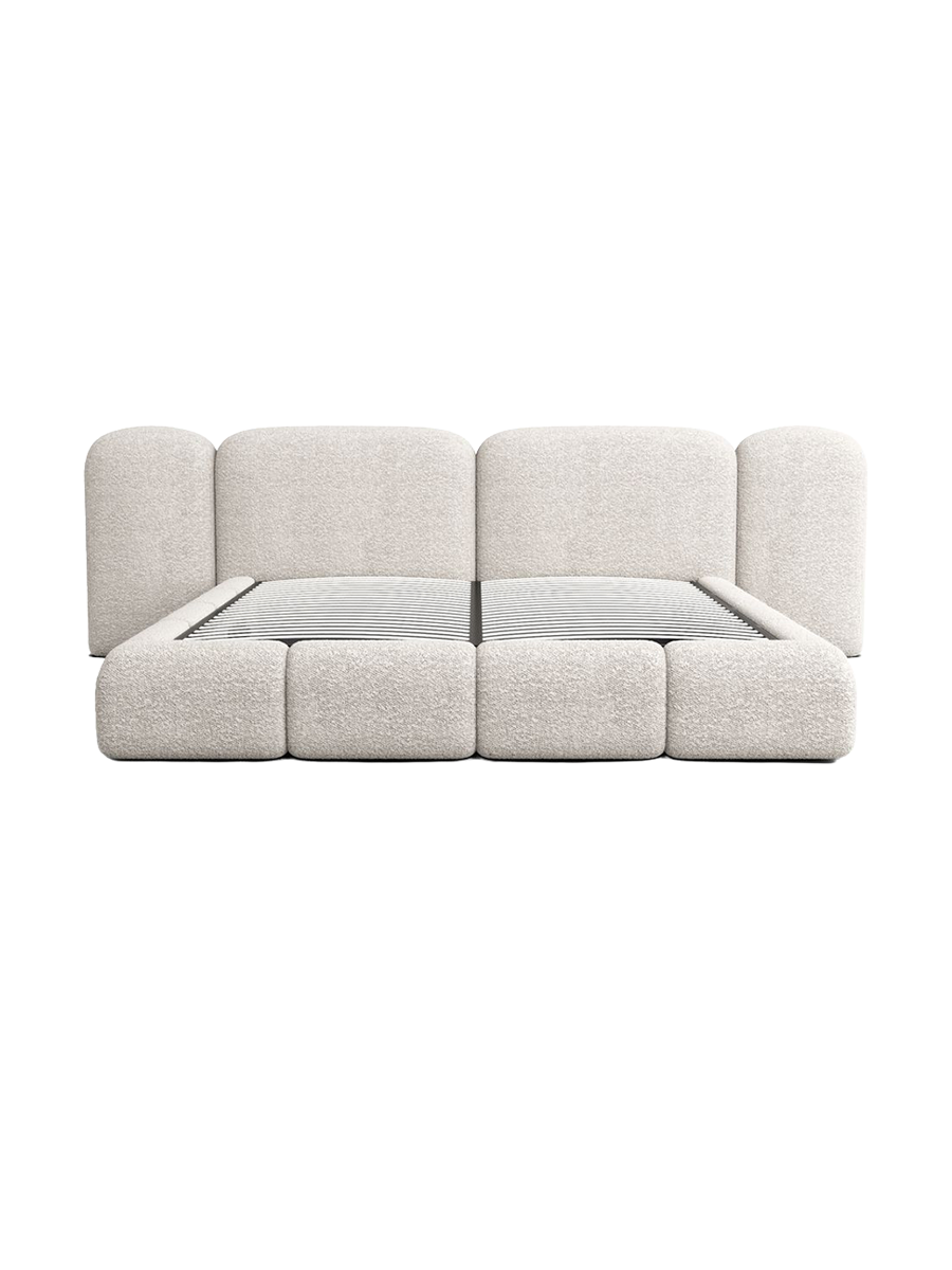 
Design Polsterbett „Salina“ mit Ablagefach, Bouclé Toffee - 140 x 200 cm
