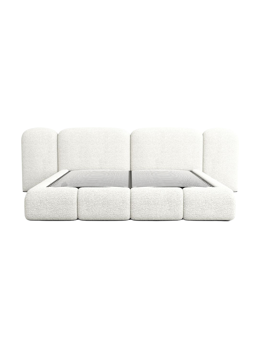 
Design Polsterbett „Salina“ mit Ablagefach, Bouclé Weiss - 140 x 200 cm