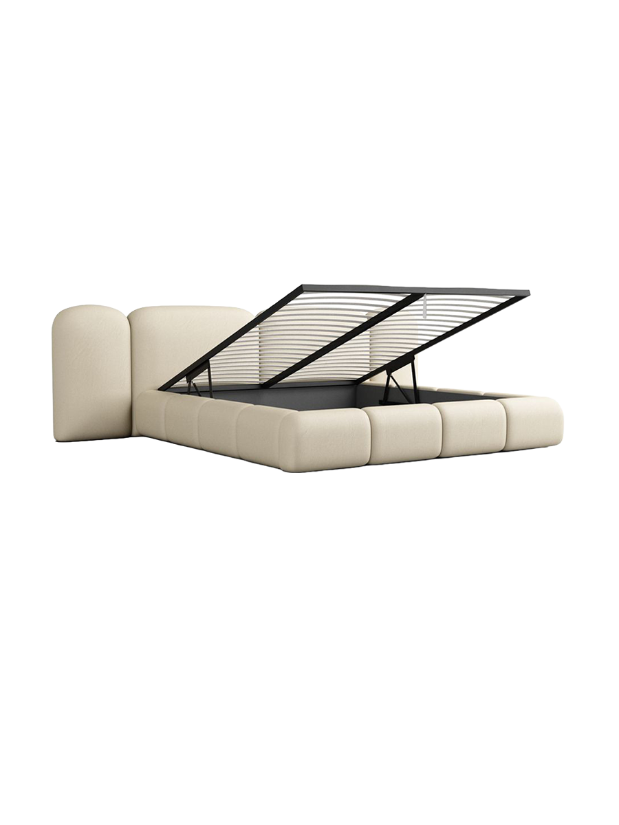 
Design Polsterbett „Salina“ mit Ablagefach, Kunstleder Beige - 140 x 200 cm