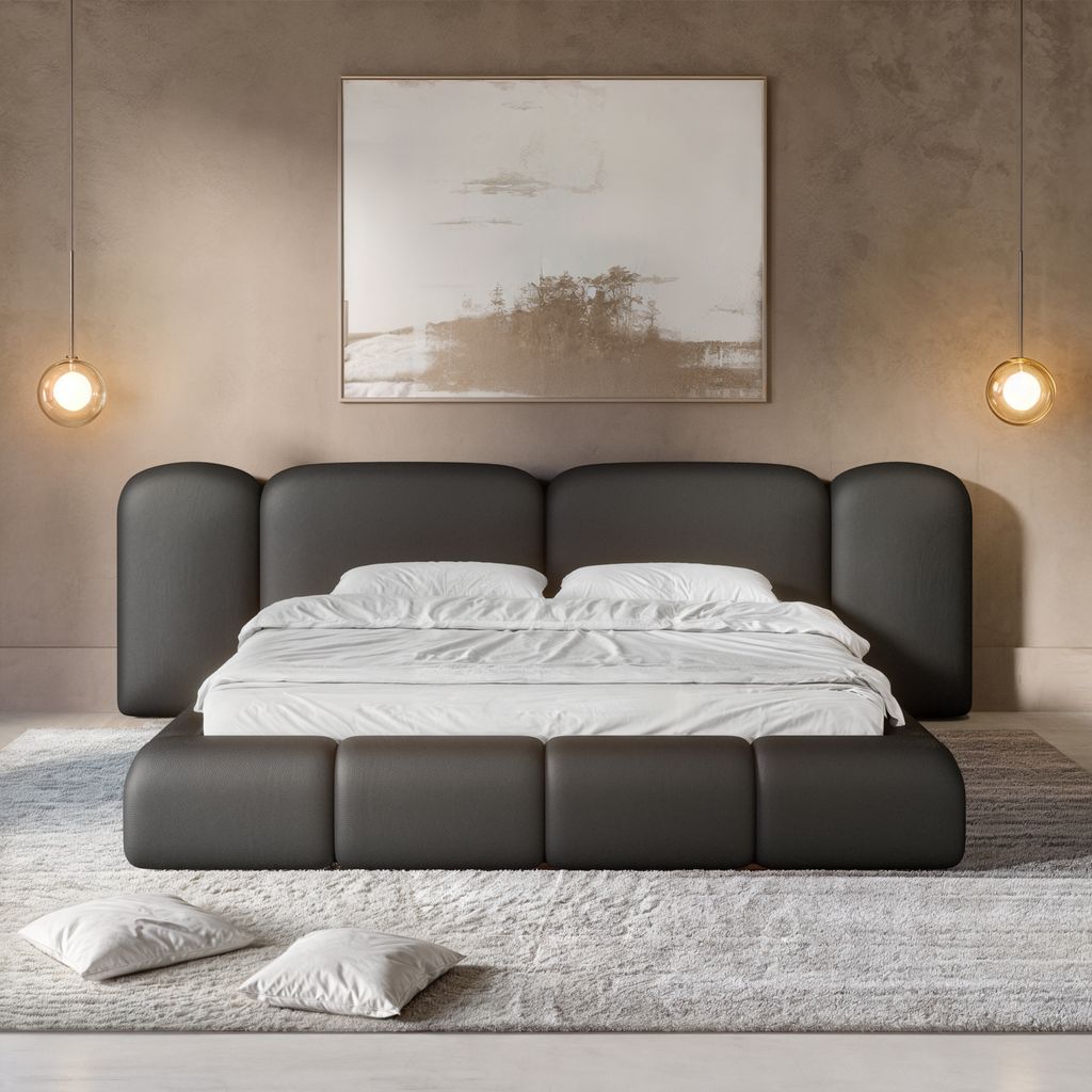 
Design Polsterbett „Salina“ mit Ablagefach, Kunstleder Schwarz - 140 x 200 cm