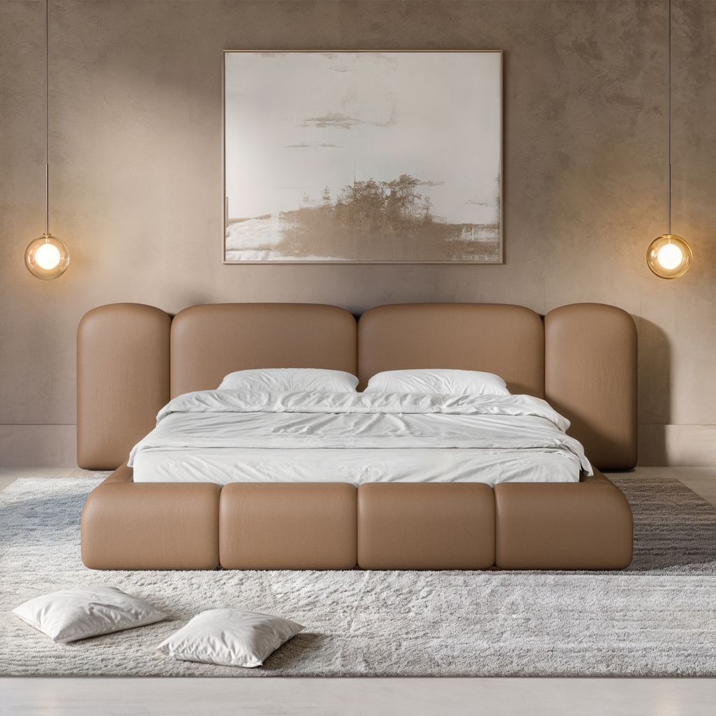 
Design Polsterbett „Salina“ mit Ablagefach, Kunstleder Choco Brown - 140 x 200 cm