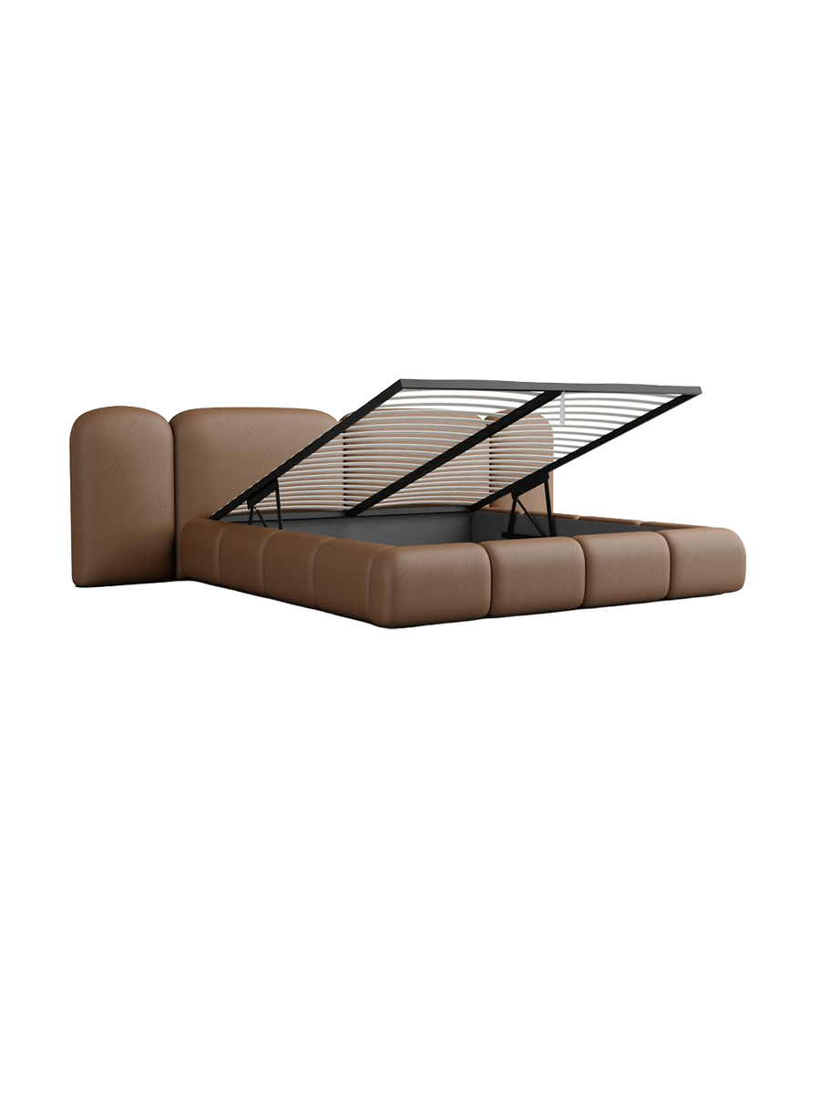 
Design Polsterbett „Salina“ mit Ablagefach, Kunstleder Choco Brown - 140 x 200 cm