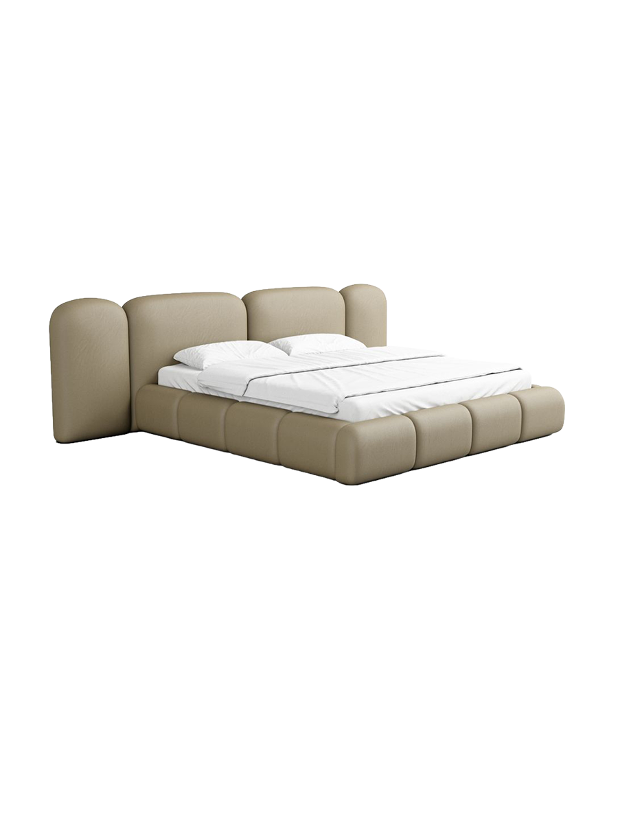
Design Polsterbett „Salina“ mit Ablagefach, Kunstleder Beige dunkel - 140 x 200 cm