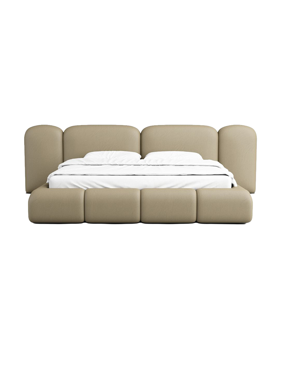 
Design Polsterbett „Salina“ mit Ablagefach, Kunstleder Beige dunkel - 140 x 200 cm