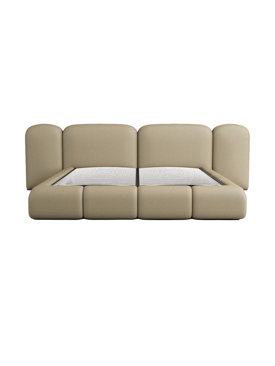 
Design Polsterbett „Salina“ mit Ablagefach, Kunstleder Beige dunkel - 140 x 200 cm