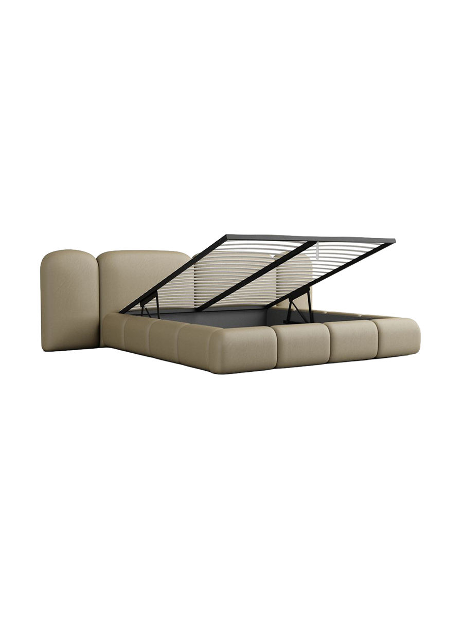 
Design Polsterbett „Salina“ mit Ablagefach, Kunstleder Beige dunkel - 140 x 200 cm