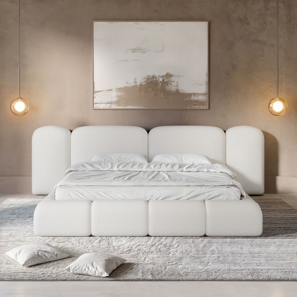 
Design Polsterbett „Salina“ mit Ablagefach, Kunstleder Weiss - 140 x 200 cm