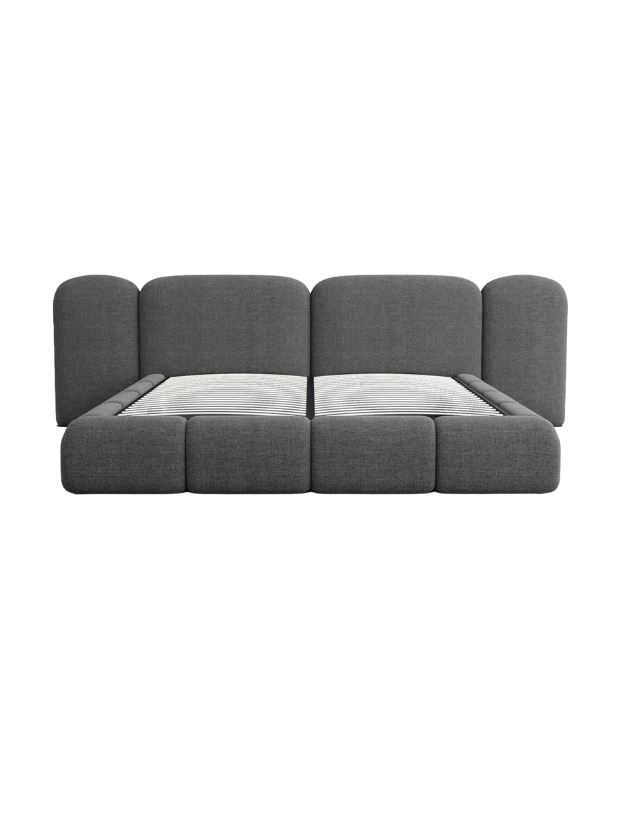 
Design Polsterbett „Salina“ mit Ablagefach, Webstoff Anthrazit - 140 x 200 cm