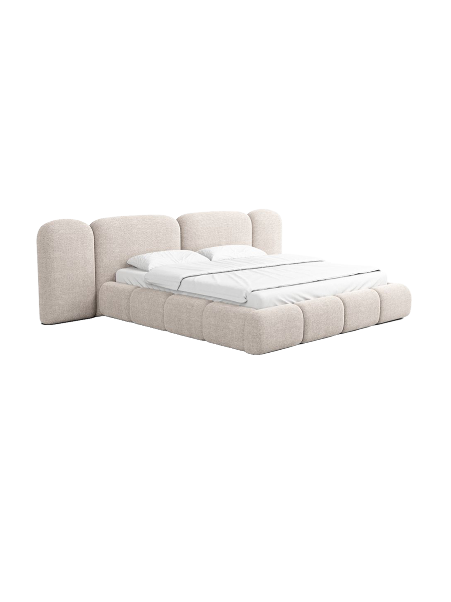 
Design Polsterbett „Salina“ mit Ablagefach, Webstoff Beige - 140 x 200 cm