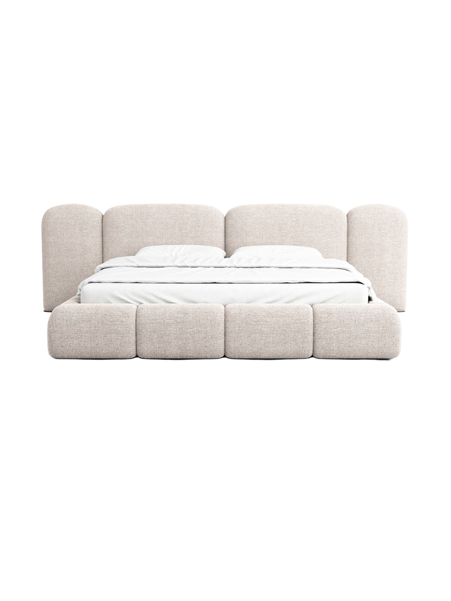 
Design Polsterbett „Salina“ mit Ablagefach, Webstoff Beige - 140 x 200 cm