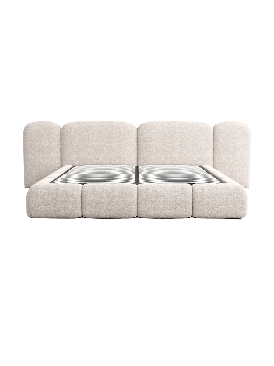 
Design Polsterbett „Salina“ mit Ablagefach, Webstoff Beige - 140 x 200 cm
