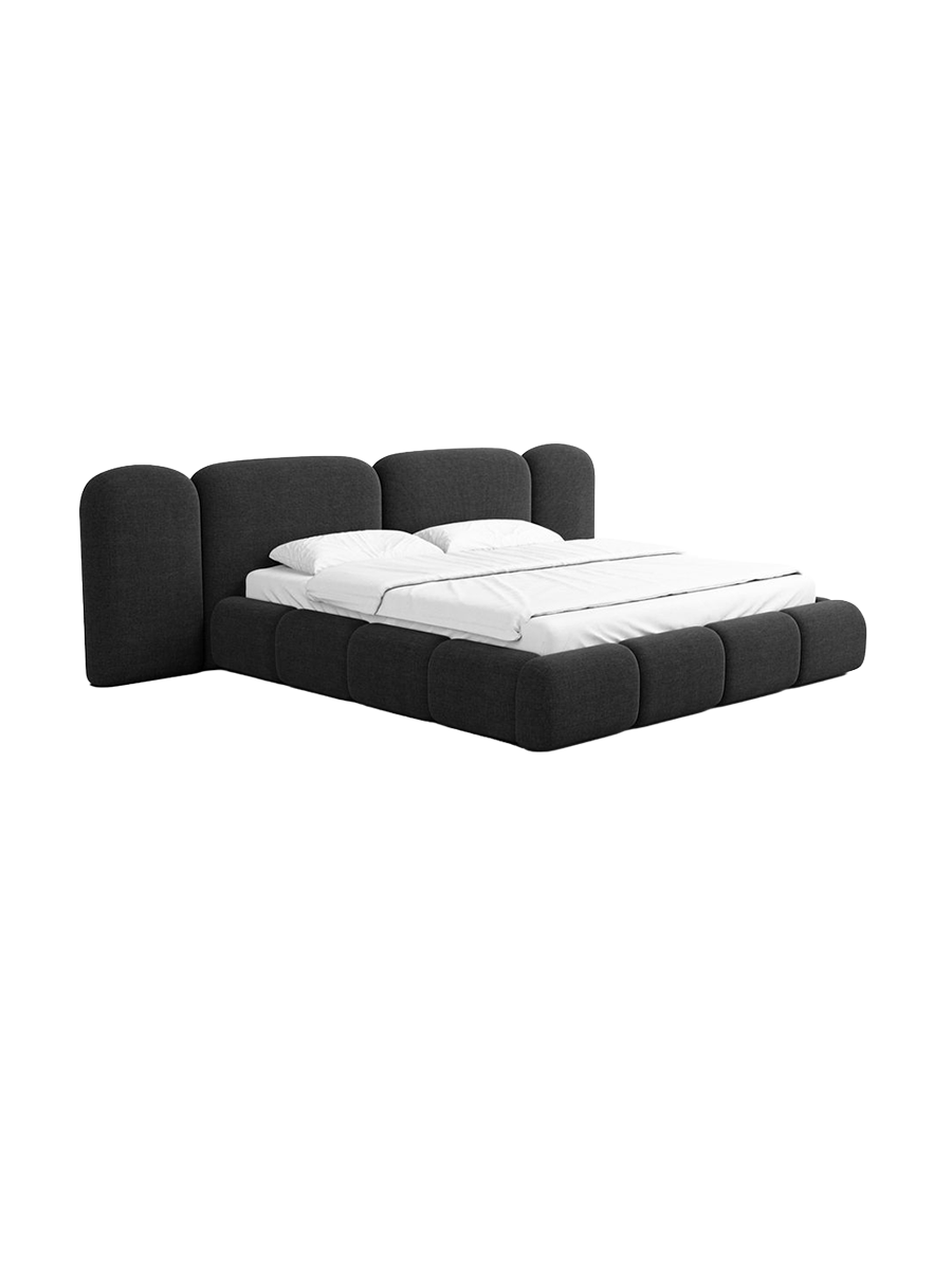 
Design Polsterbett „Salina“ mit Ablagefach, Webstoff Schwarz - 140 x 200 cm