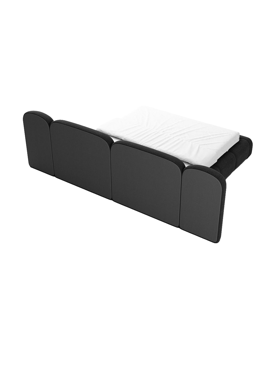 
Design Polsterbett „Salina“ mit Ablagefach, Webstoff Schwarz - 140 x 200 cm