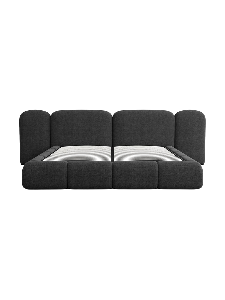 
Design Polsterbett „Salina“ mit Ablagefach, Webstoff Schwarz - 140 x 200 cm