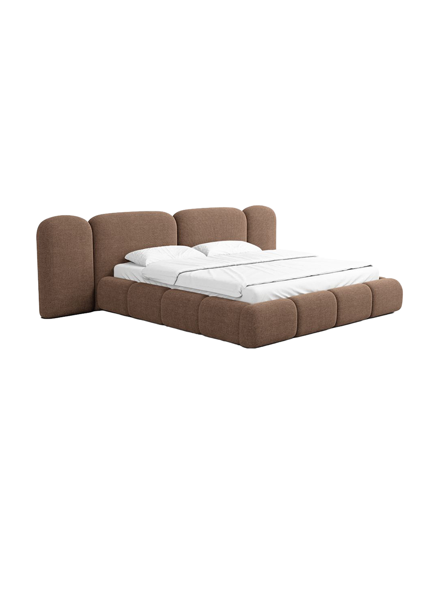 
Design Polsterbett „Salina“ mit Ablagefach, Webstoff Braun - 140 x 200 cm