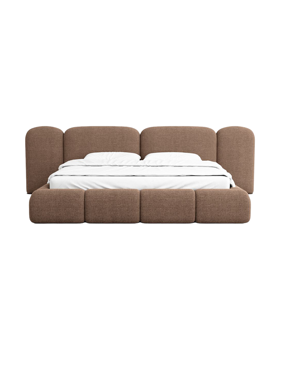 
Design Polsterbett „Salina“ mit Ablagefach, Webstoff Braun - 140 x 200 cm