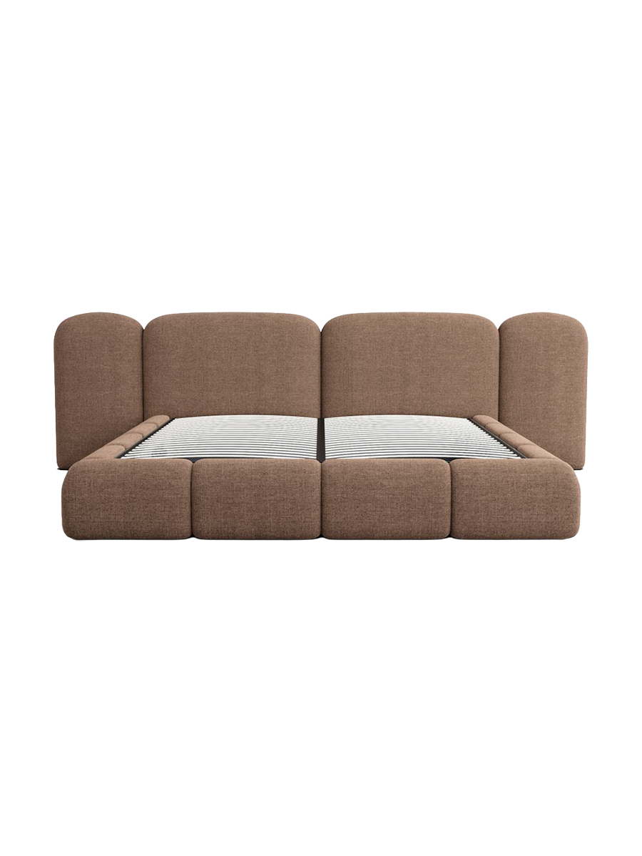 
Design Polsterbett „Salina“ mit Ablagefach, Webstoff Braun - 140 x 200 cm