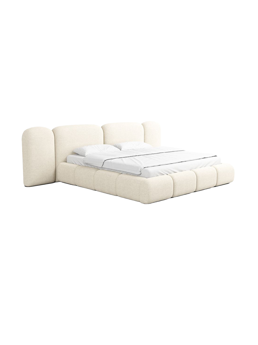 
Design Polsterbett „Salina“ mit Ablagefach, Webstoff Cream - 140 x 200 cm