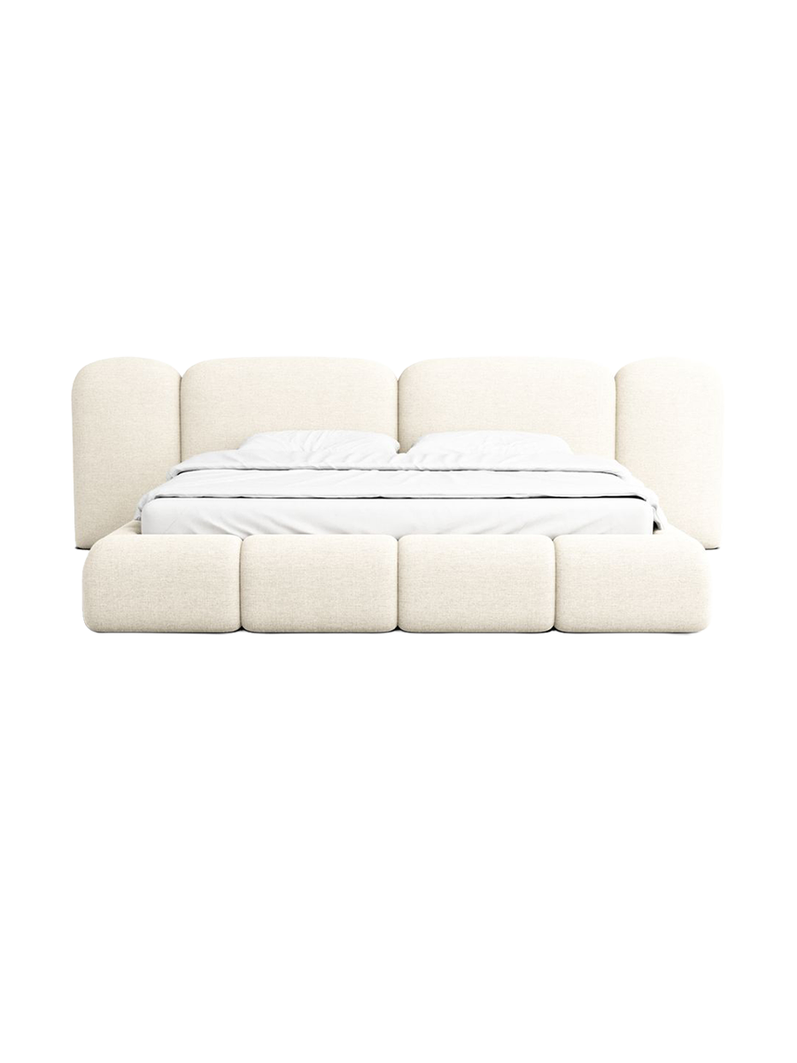 
Design Polsterbett „Salina“ mit Ablagefach, Webstoff Cream - 140 x 200 cm