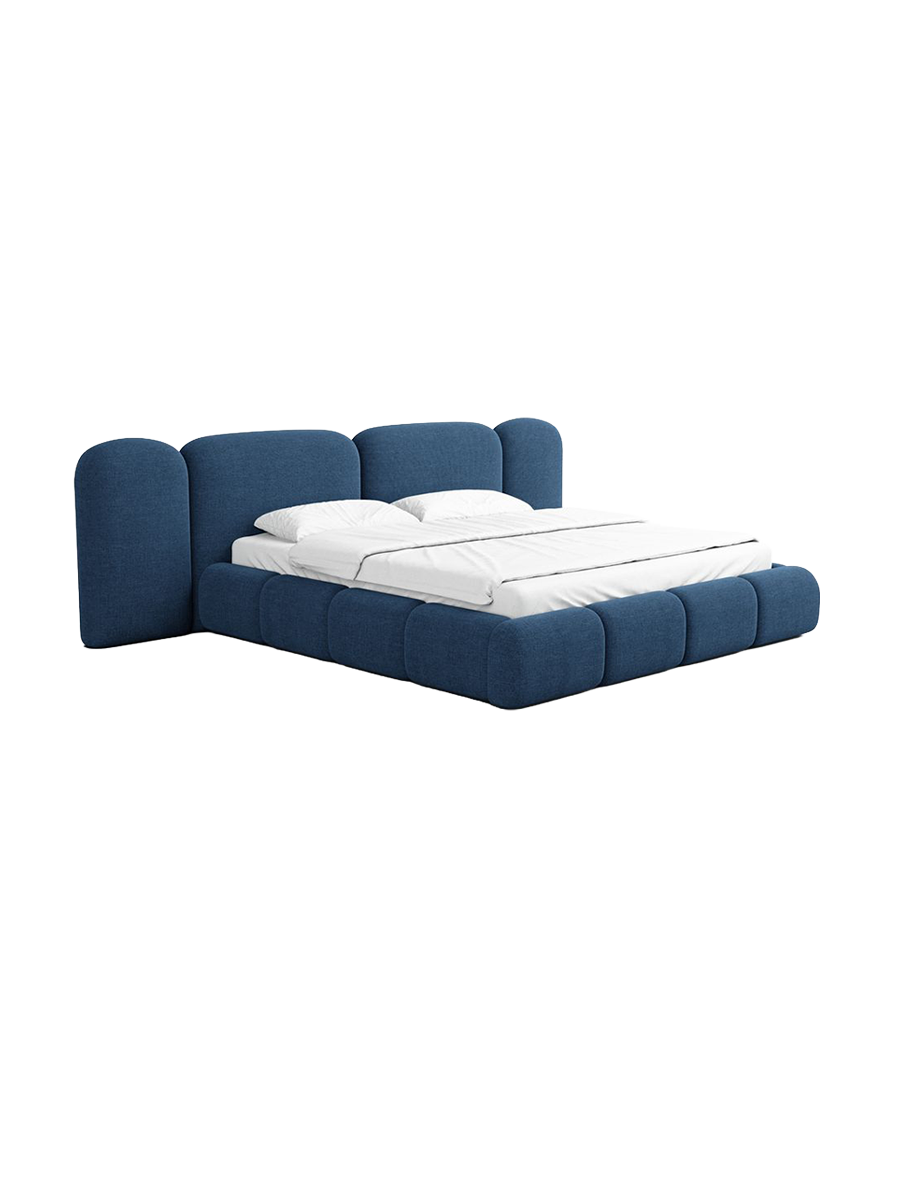 
Design Polsterbett „Salina“ mit Ablagefach, Webstoff Dunkelblau - 140 x 200 cm