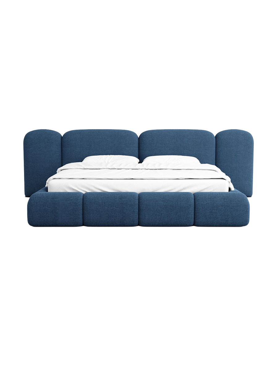 
Design Polsterbett „Salina“ mit Ablagefach, Webstoff Dunkelblau - 140 x 200 cm