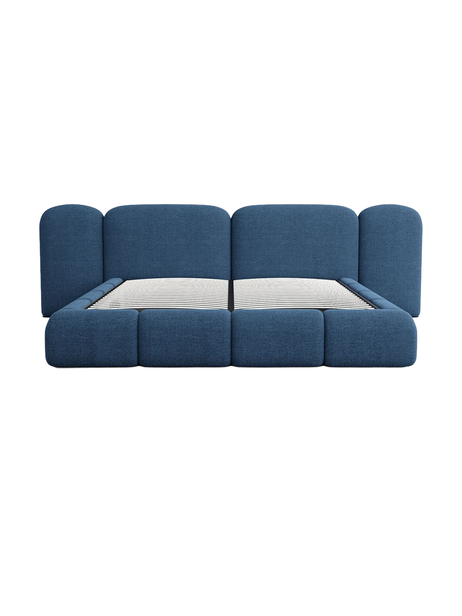 
Design Polsterbett „Salina“ mit Ablagefach, Webstoff Dunkelblau - 140 x 200 cm