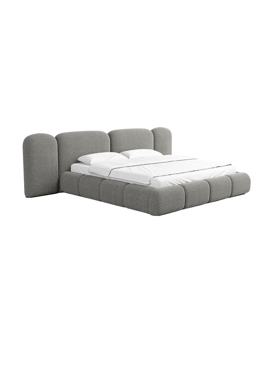 
Design Polsterbett „Salina“ mit Ablagefach, Webstoff Grau - 140 x 200 cm
