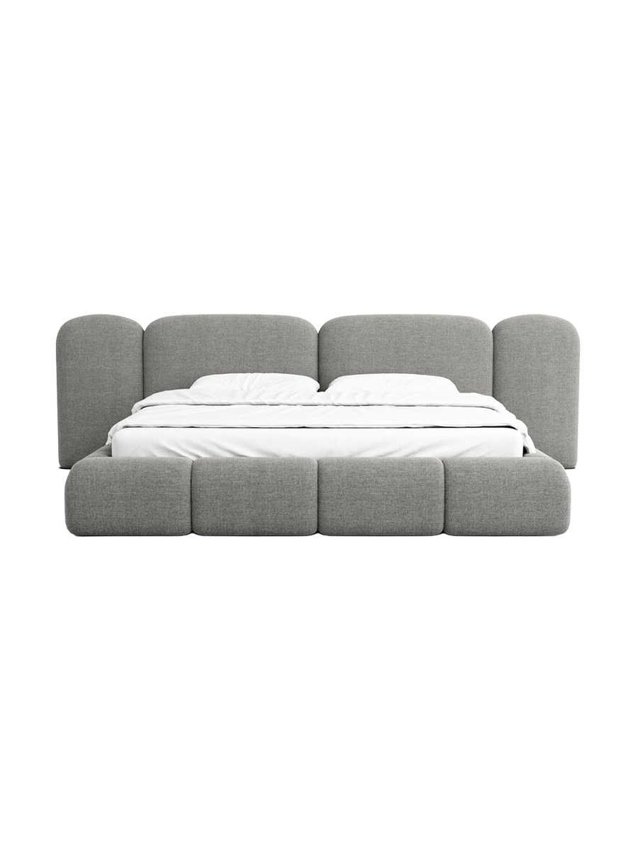 
Design Polsterbett „Salina“ mit Ablagefach, Webstoff Grau - 140 x 200 cm