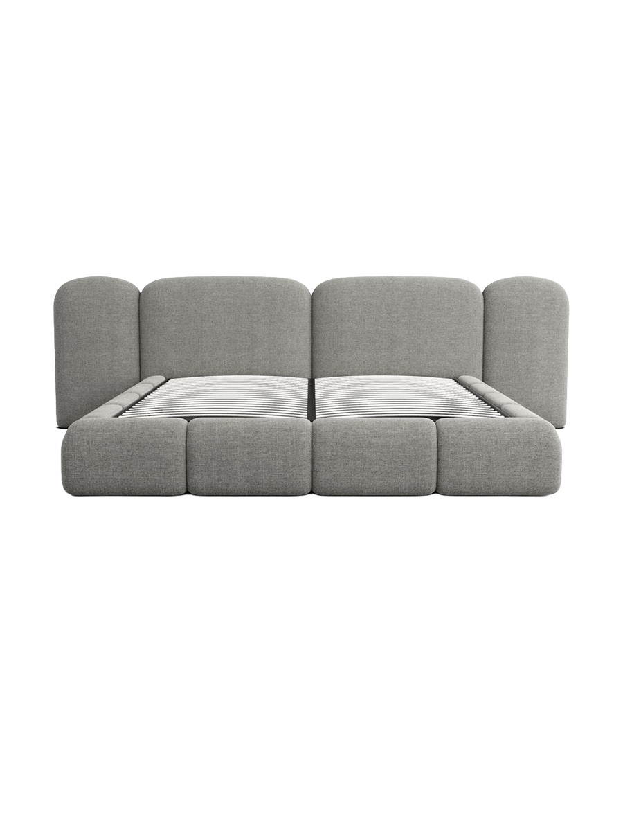 
Design Polsterbett „Salina“ mit Ablagefach, Webstoff Grau - 140 x 200 cm
