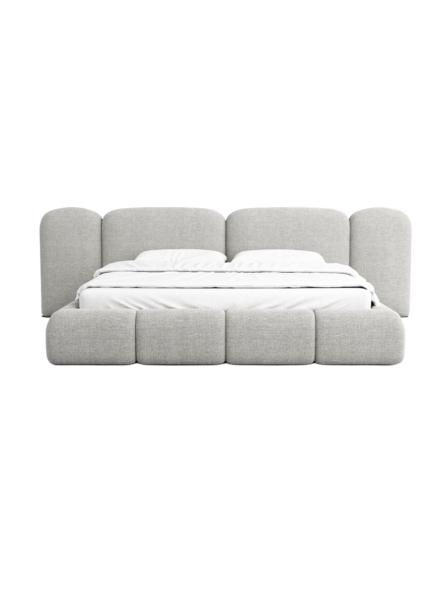 
Design Polsterbett „Salina“ mit Ablagefach, Webstoff Hellgrau - 140 x 200 cm