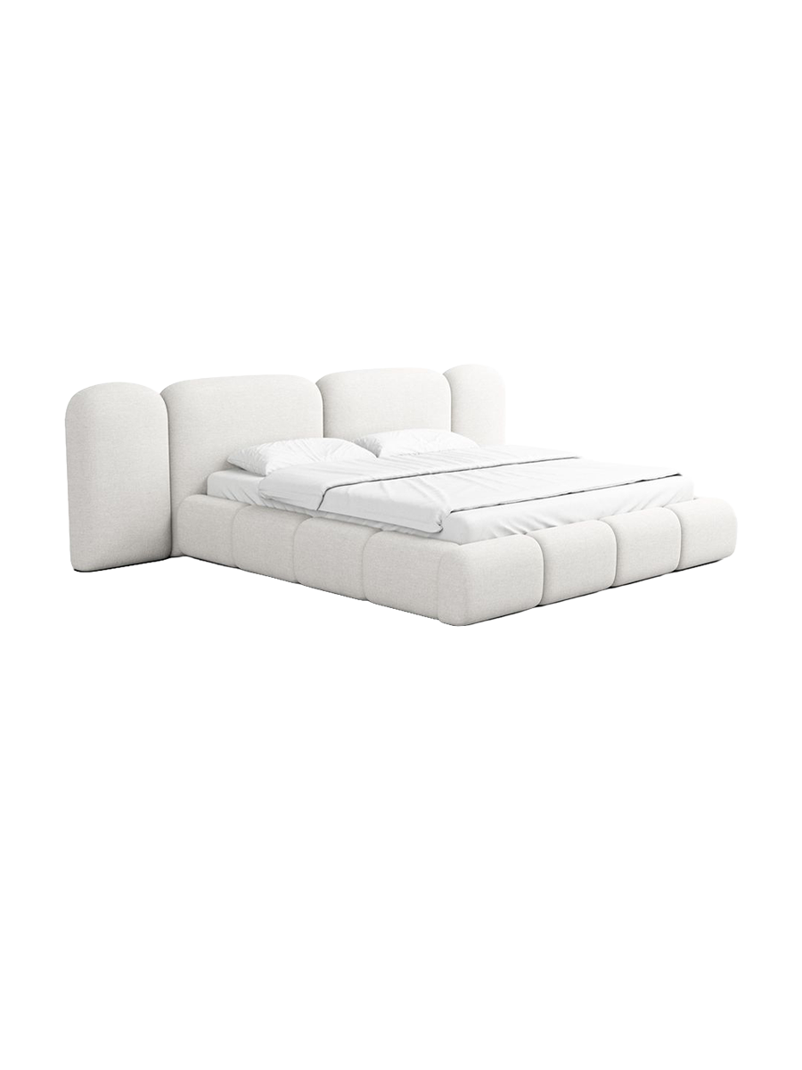 
Design Polsterbett „Salina“ mit Ablagefach, Webstoff Weiss - 140 x 200 cm