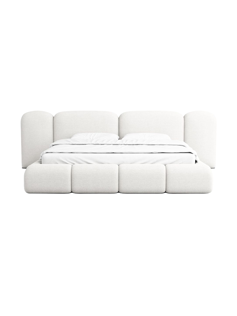 
Design Polsterbett „Salina“ mit Ablagefach, Webstoff Weiss - 140 x 200 cm