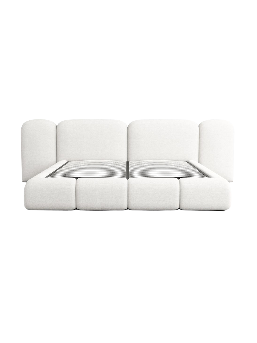 
Design Polsterbett „Salina“ mit Ablagefach, Webstoff Weiss - 140 x 200 cm