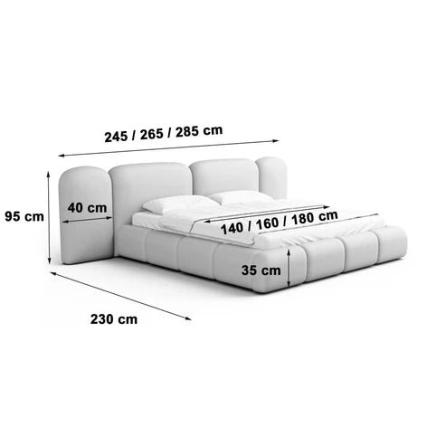 
Design Polsterbett „Salina“ mit Ablagefach, Webstoff Weiss - 140 x 200 cm
