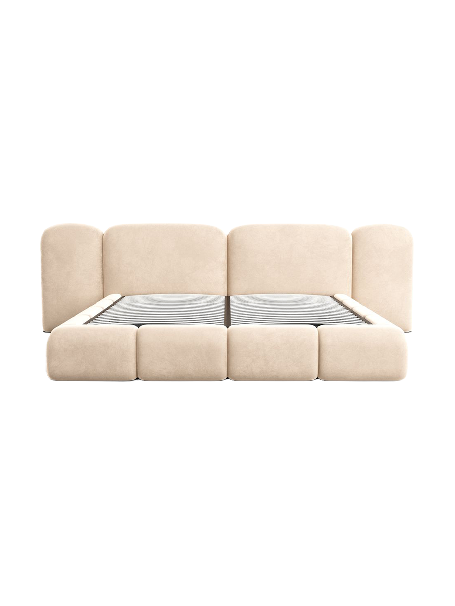 
Design Polsterbett „Salina“ mit Ablagefach, Samt Beige - 140 x 200 cm