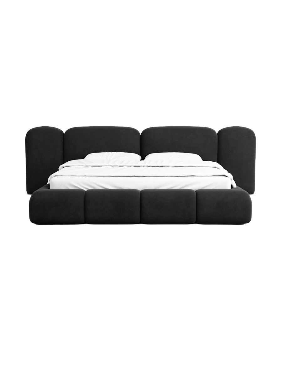 
Design Polsterbett „Salina“ mit Ablagefach, Samt Schwarz - 140 x 200 cm
