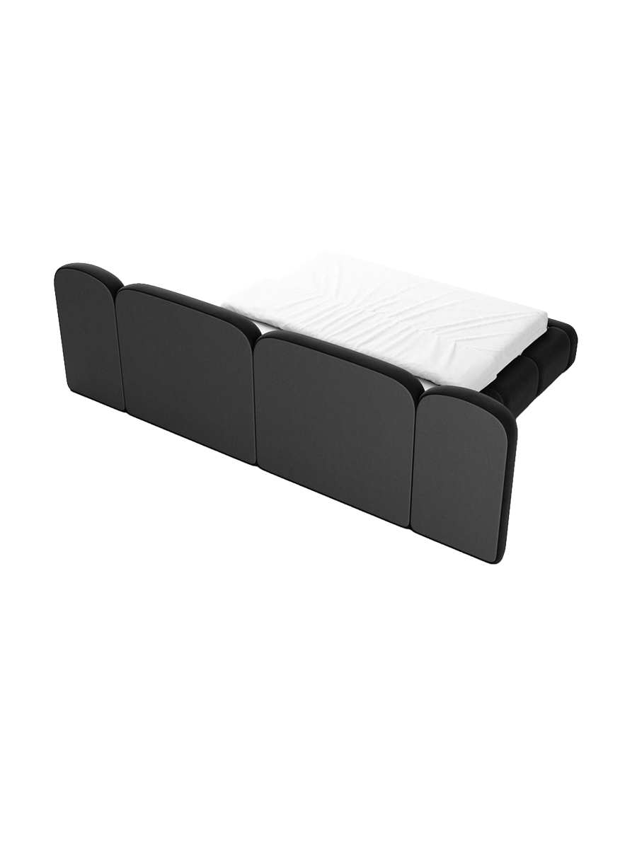 
Design Polsterbett „Salina“ mit Ablagefach, Samt Schwarz - 140 x 200 cm
