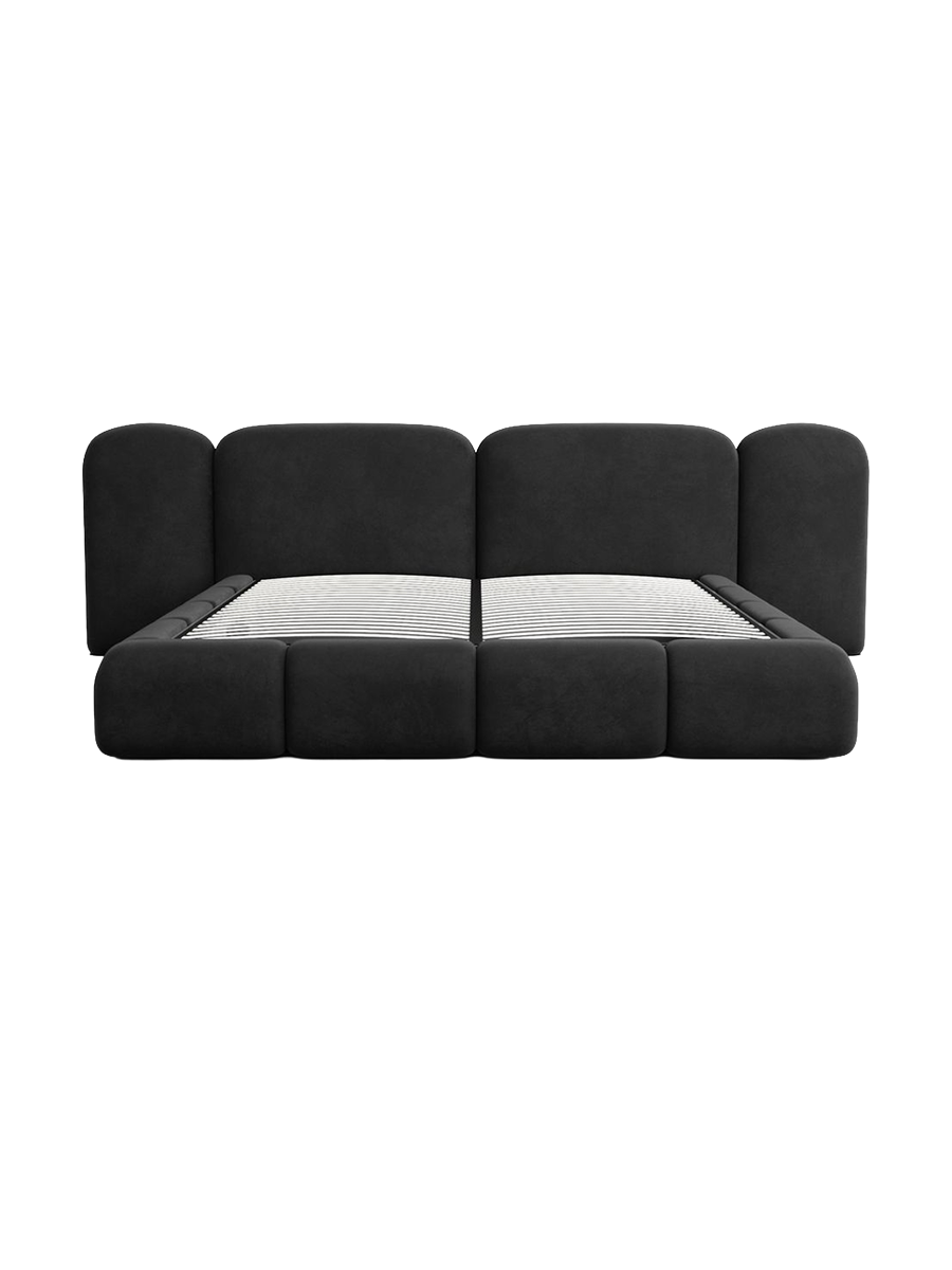 
Design Polsterbett „Salina“ mit Ablagefach, Samt Schwarz - 140 x 200 cm