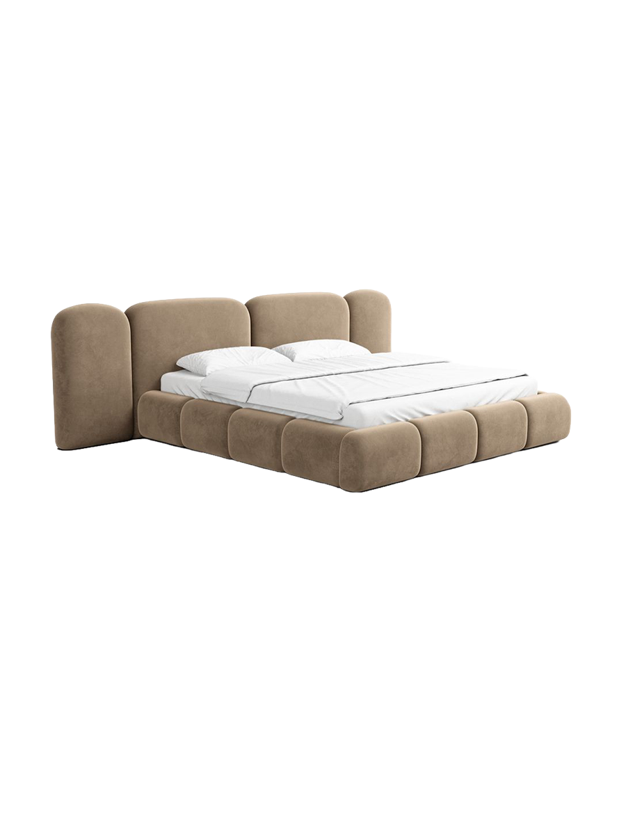 
Design Polsterbett „Salina“ mit Ablagefach, Samt Braun - 140 x 200 cm