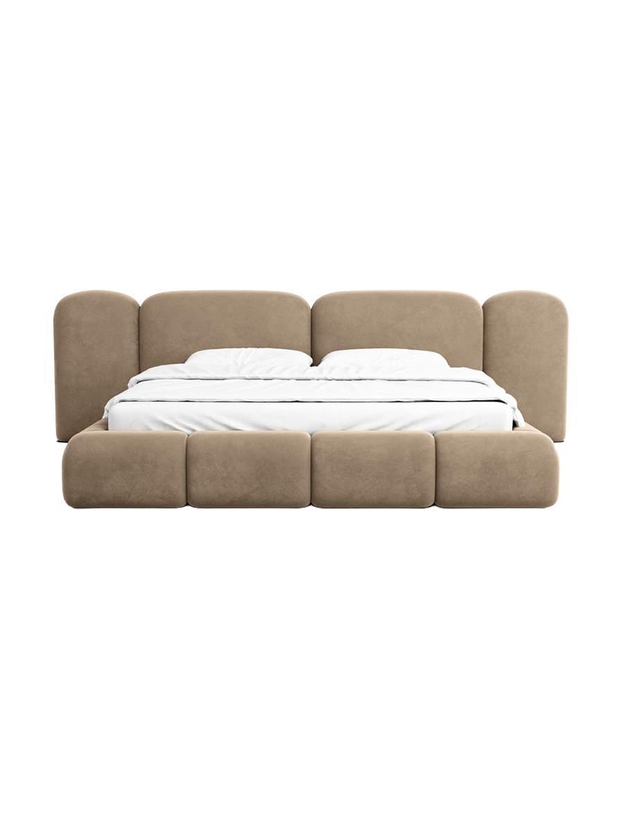 
Design Polsterbett „Salina“ mit Ablagefach, Samt Braun - 140 x 200 cm