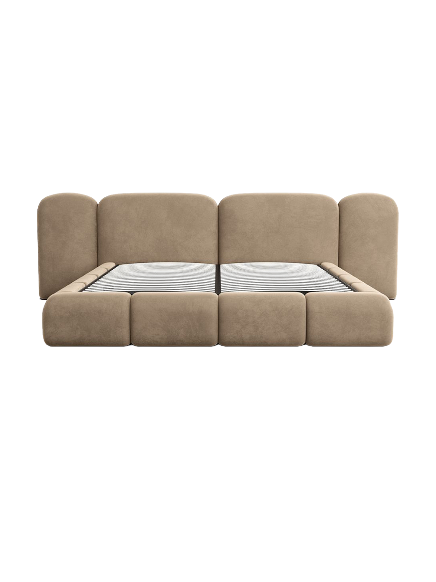 
Design Polsterbett „Salina“ mit Ablagefach, Samt Braun - 140 x 200 cm