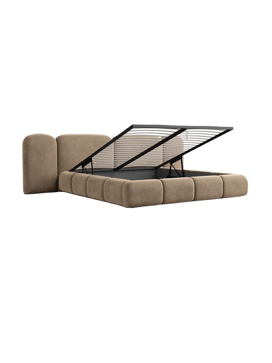 
Design Polsterbett „Salina“ mit Ablagefach, Samt Braun - 140 x 200 cm
