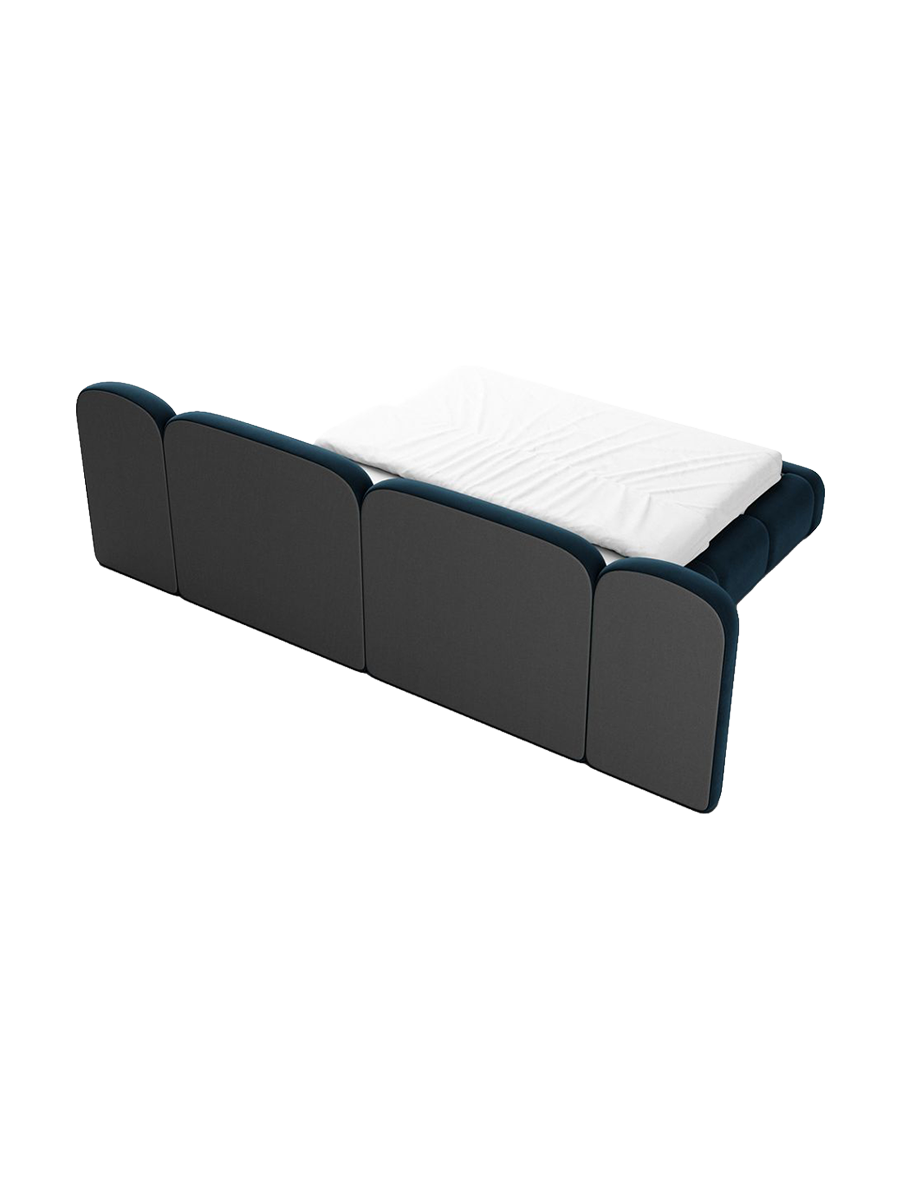 
Design Polsterbett „Salina“ mit Ablagefach, Samt Blau - 140 x 200 cm
